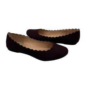 LC Lauren Conrad Wine Scalloped Edge Ballet Flats Size 7 1/2 Woman's
